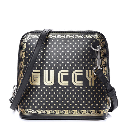Gucci X SEGA Calfskin GUCCY Stars Mini Dome Shoulder Bag Black Gold 1 of 9