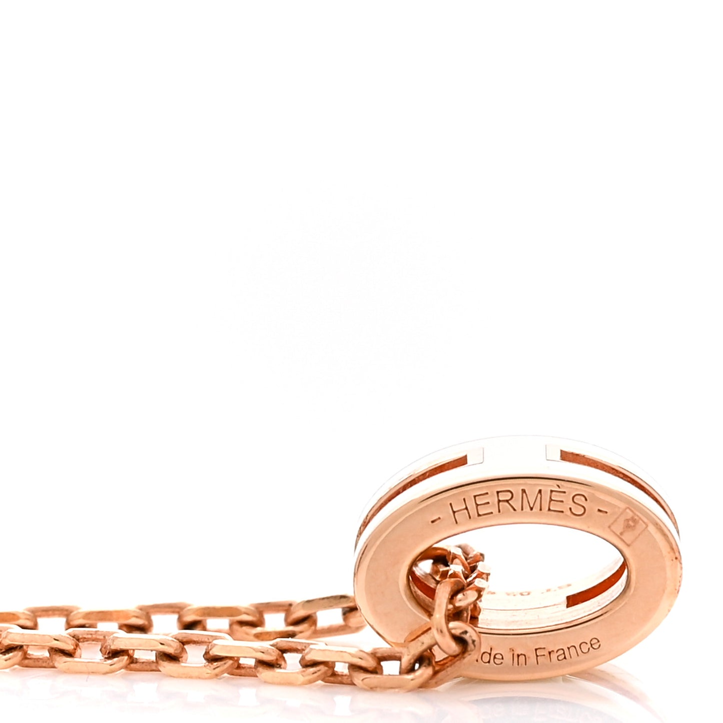 Lacquered Rose Gold Mini Pop H Pendant Necklace White
