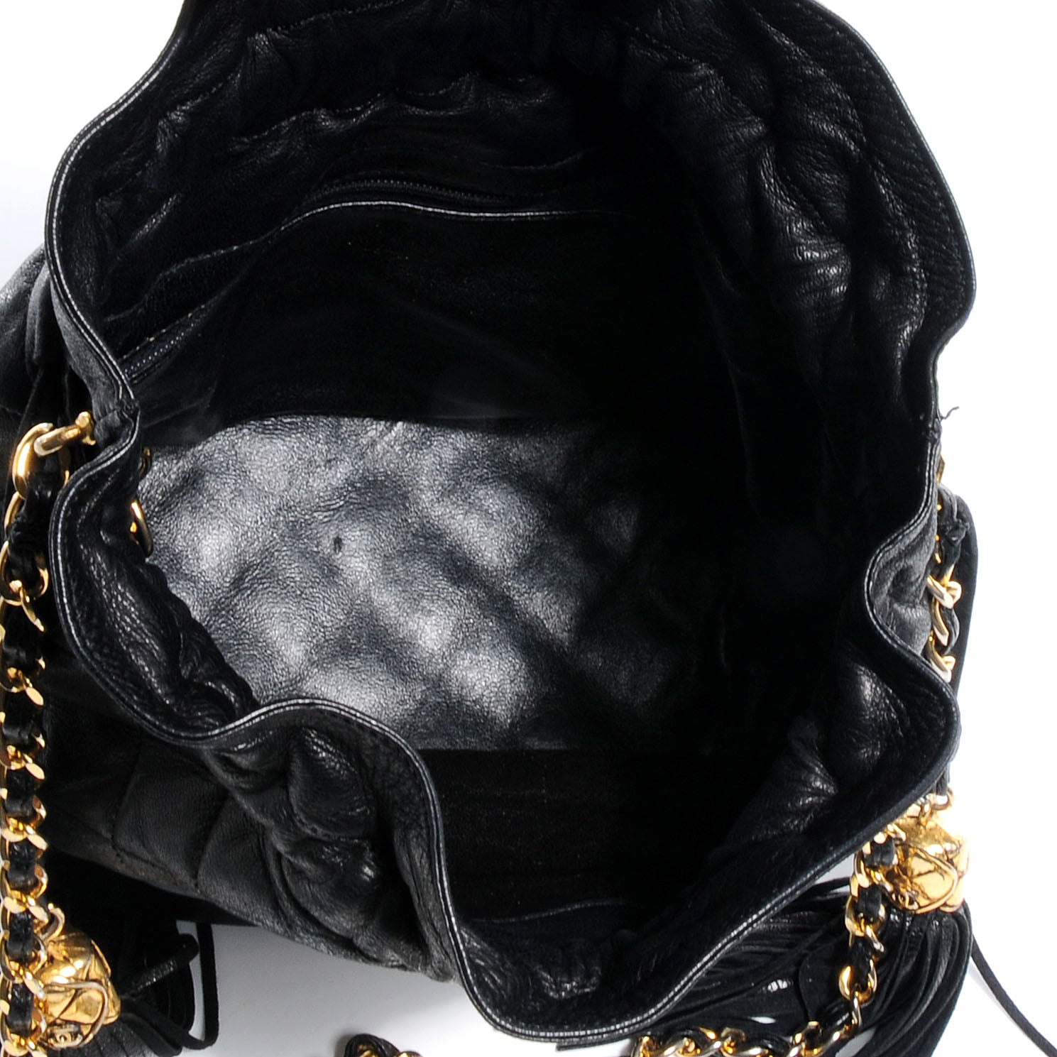 Chanel Lambskin Drawstring Pouch Bag Black 5 of 6
