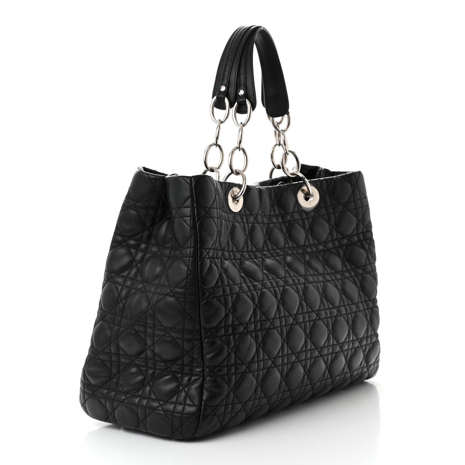 Christian Dior Lambskin Cannage Medium Dior Soft Shopping Tote Black 3 of 11