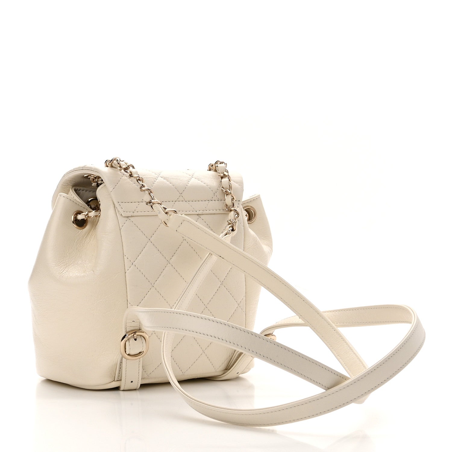 Chanel Glazed Aged Calfskin Quilted Small Duma Drawstring Backpack White 3 of 10