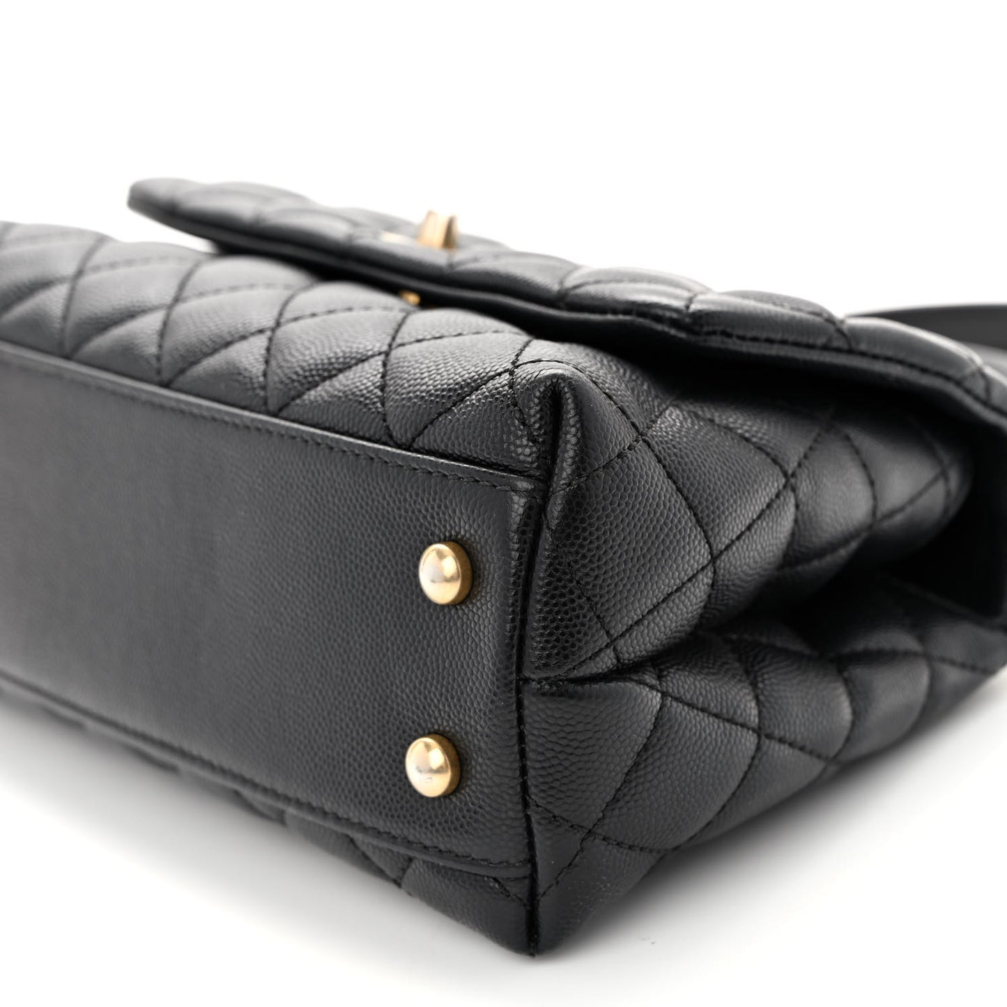 Caviar Quilted Mini Coco Handle Flap Black