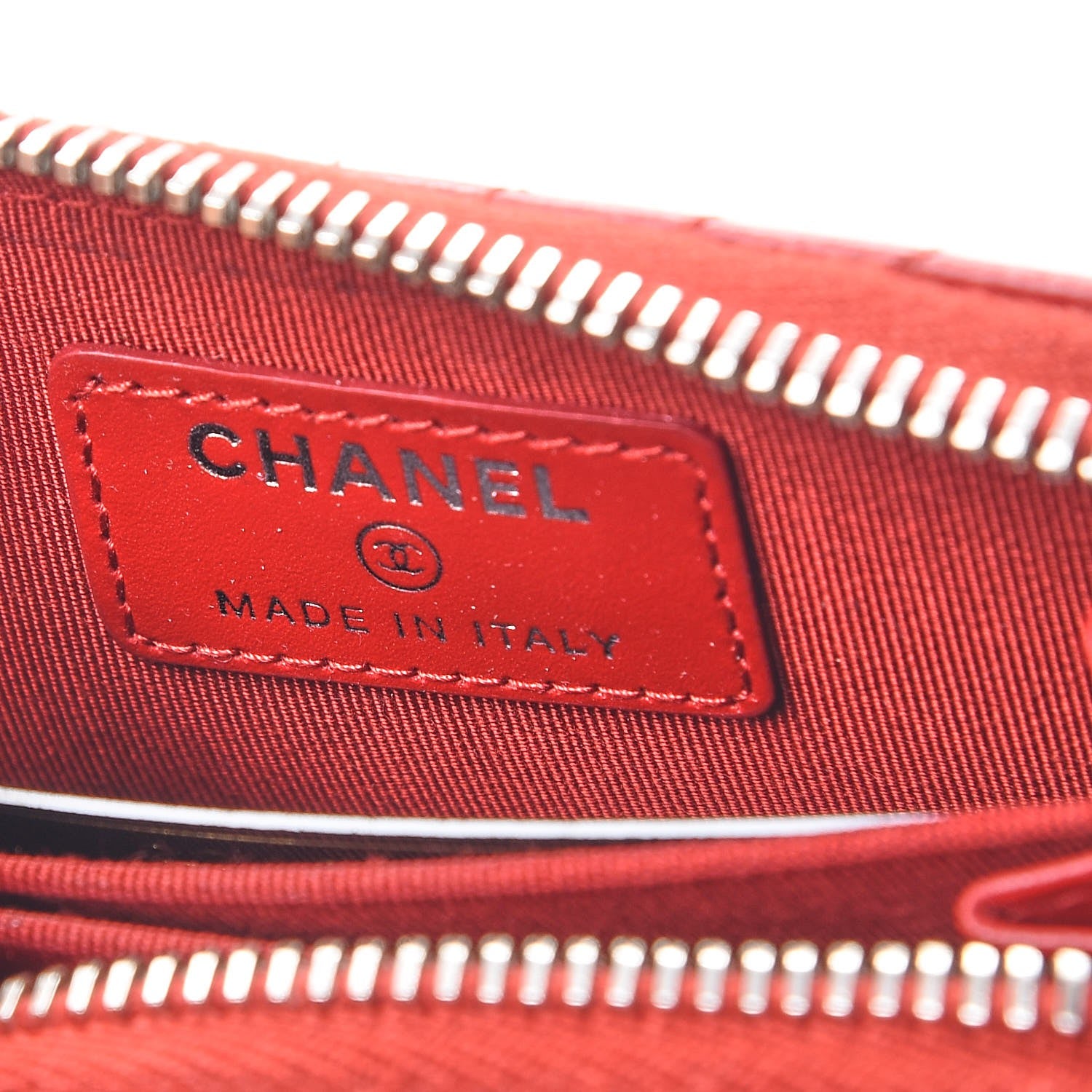 Chanel Caviar Chevron Quilted Zip Around Coin Purse Red 6 of 8