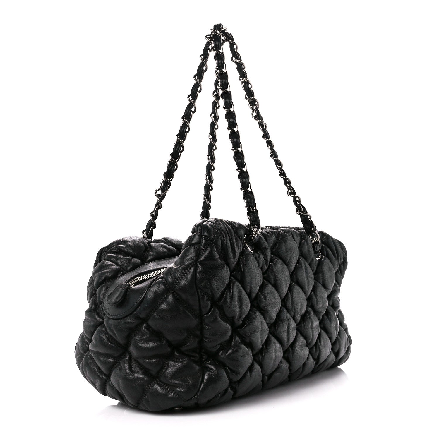 Chanel Calfskin Bubble Quilt Bowler Black 3 of 12