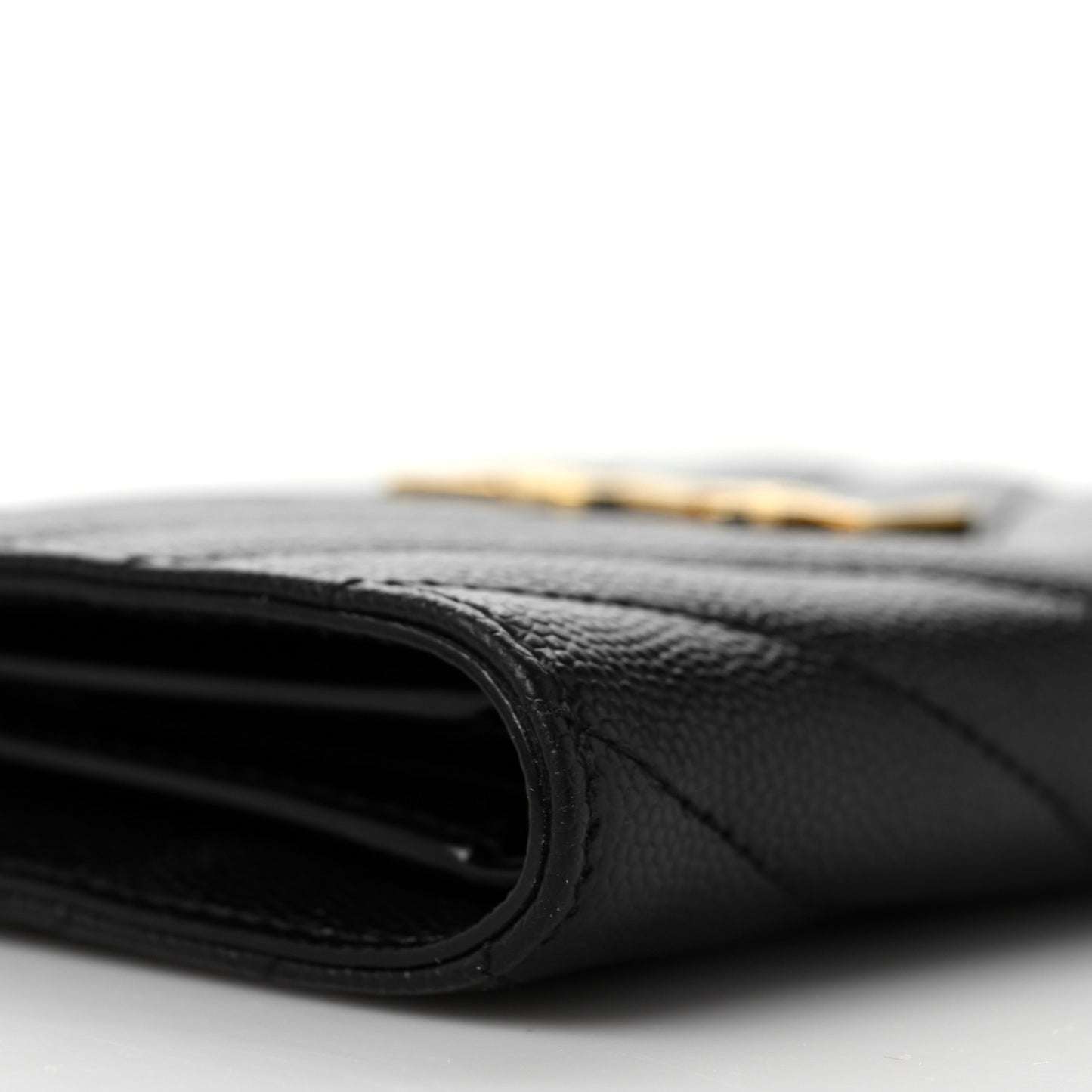 Grain De Poudre Matelasse Chevron Monogram Zipped Two-Part Wallet Black