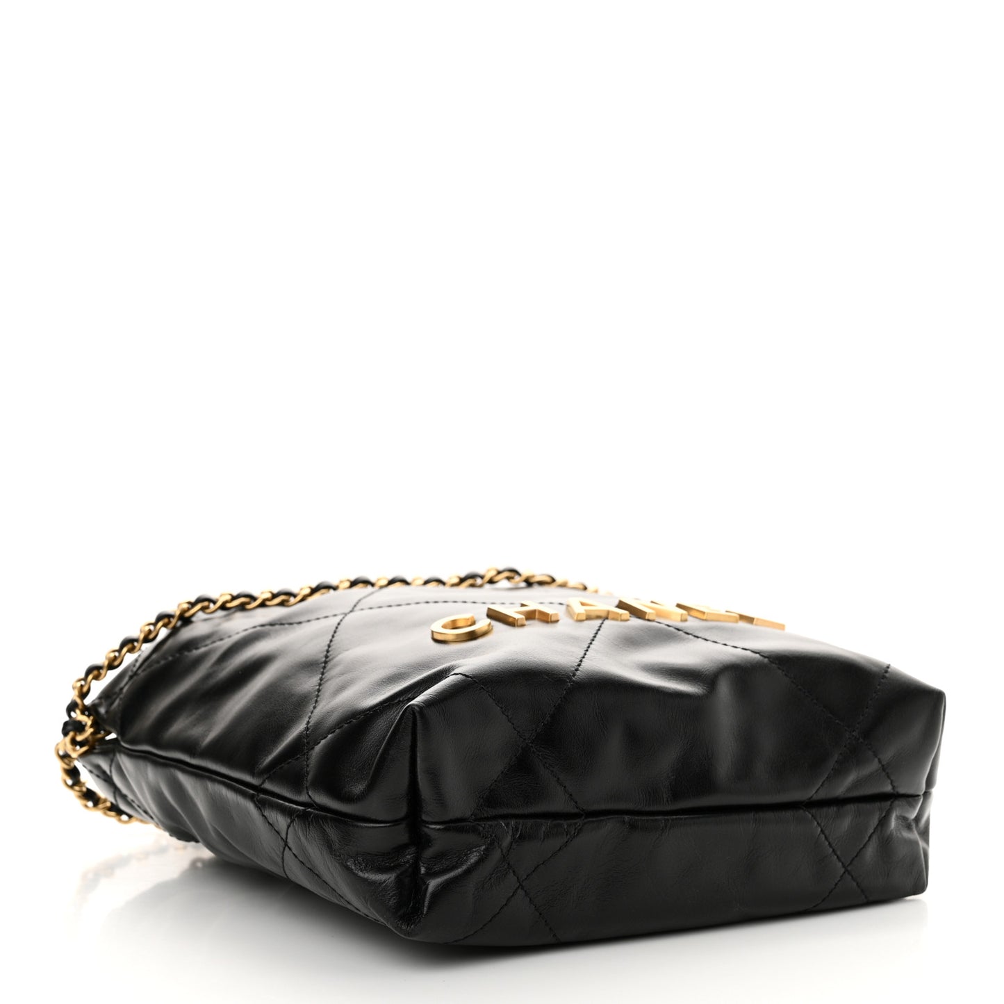 Shiny Calfskin Quilted Mini Chanel 22 Black
