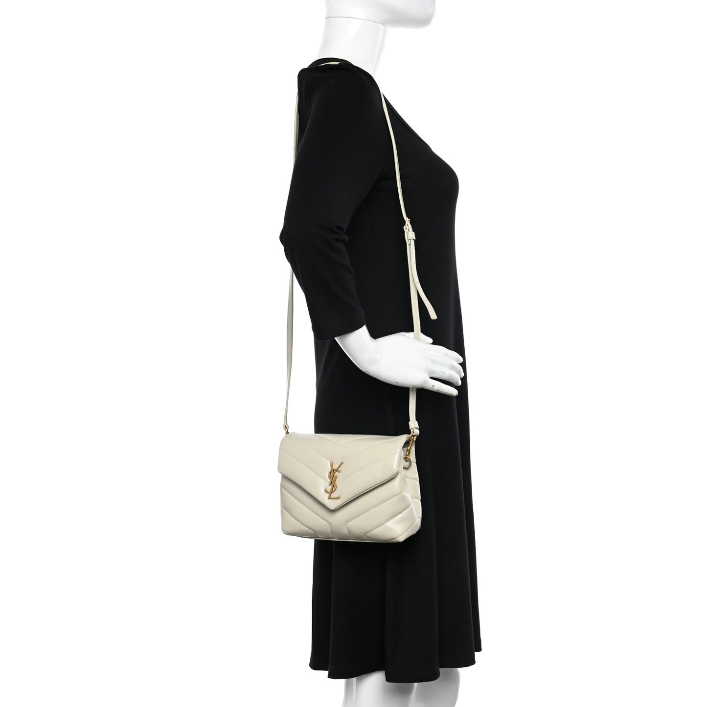 Calfskin Y Quilted Monogram Toy Loulou Crossbody Bag Blanc Vintage