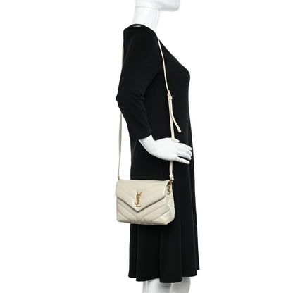Saint Laurent Calfskin Y Quilted Monogram Toy Loulou Crossbody Bag Blanc Vintage 2 of 11