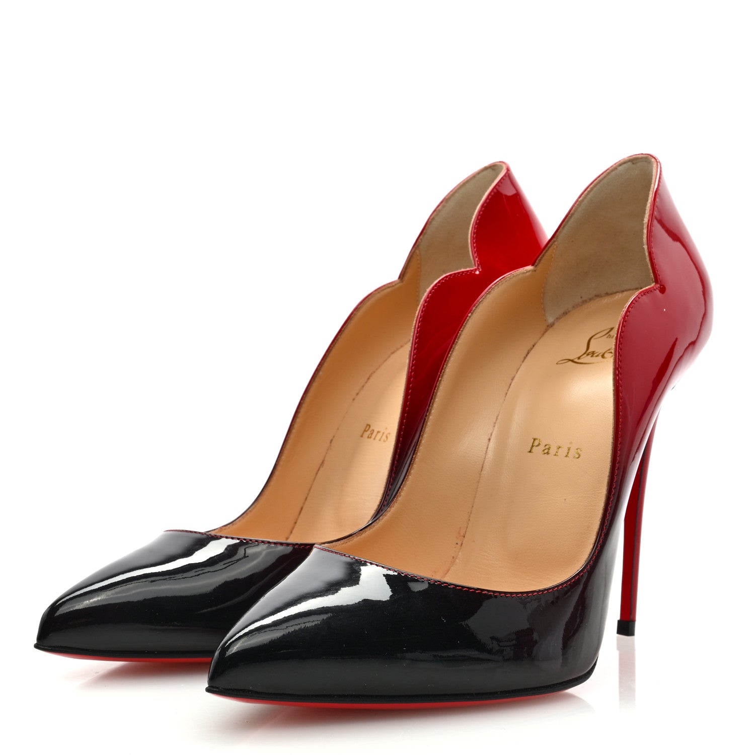 Christian Louboutin Patent Degrade Hot Chick 100 Pumps 40 Black Red 2 of 7