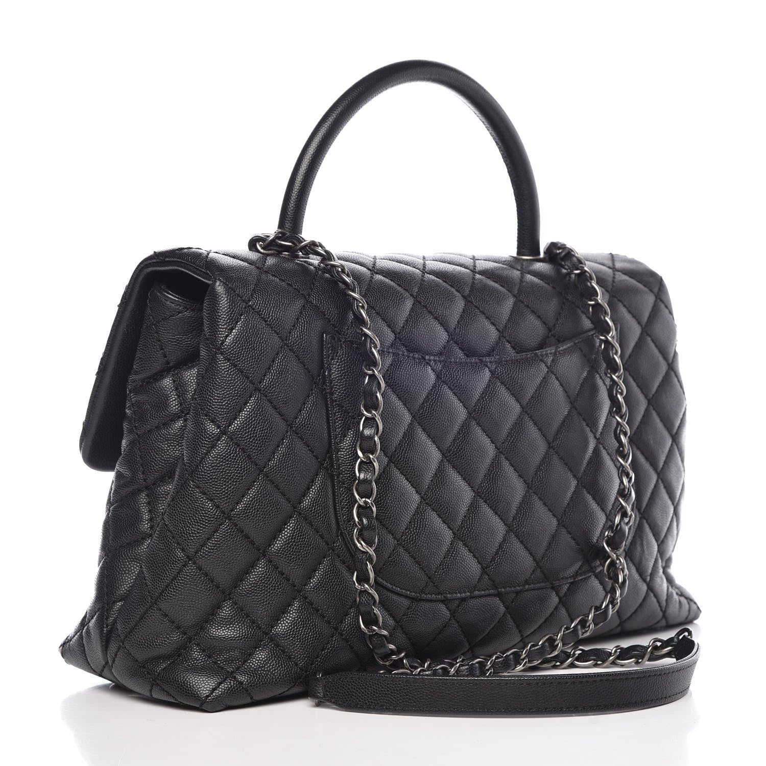 Chanel Caviar Quilted Medium Coco Handle Flap Black 3 of 13