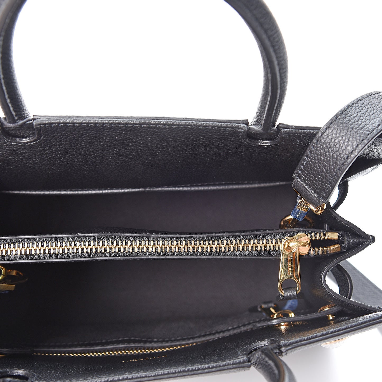 Grainy Calfskin Mini Two Handle Title Bag Black