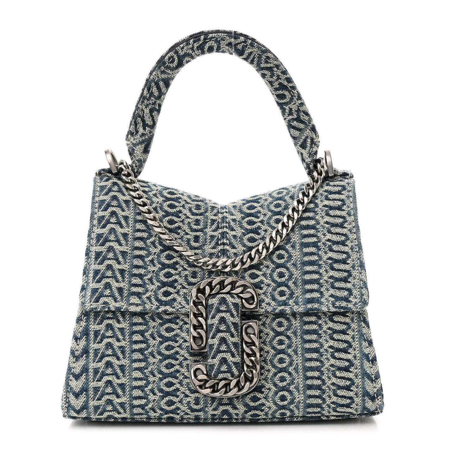 Sun Faded Denim Monogram The St Marc Mini Top Handle Bag Blue