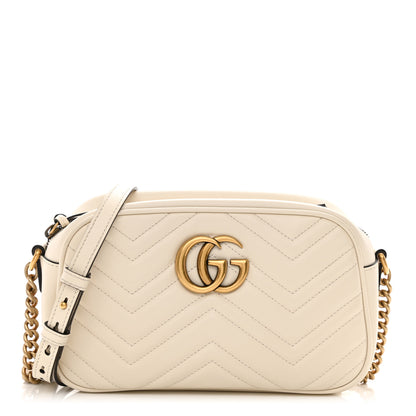 Gucci Calfskin Matelasse Small GG Marmont Chain Shoulder Bag White 1 of 10