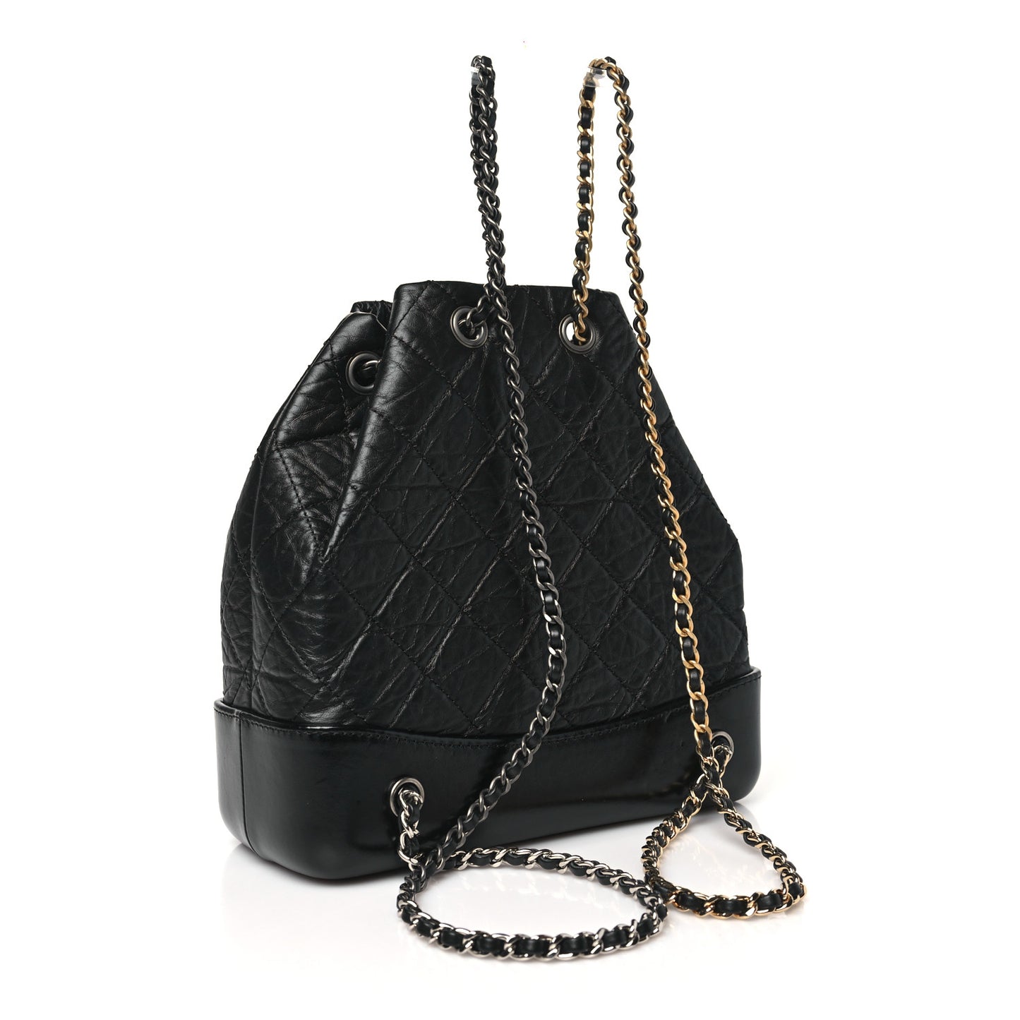 Aged Calfskin Quilted Small Gabrielle Backpack Black