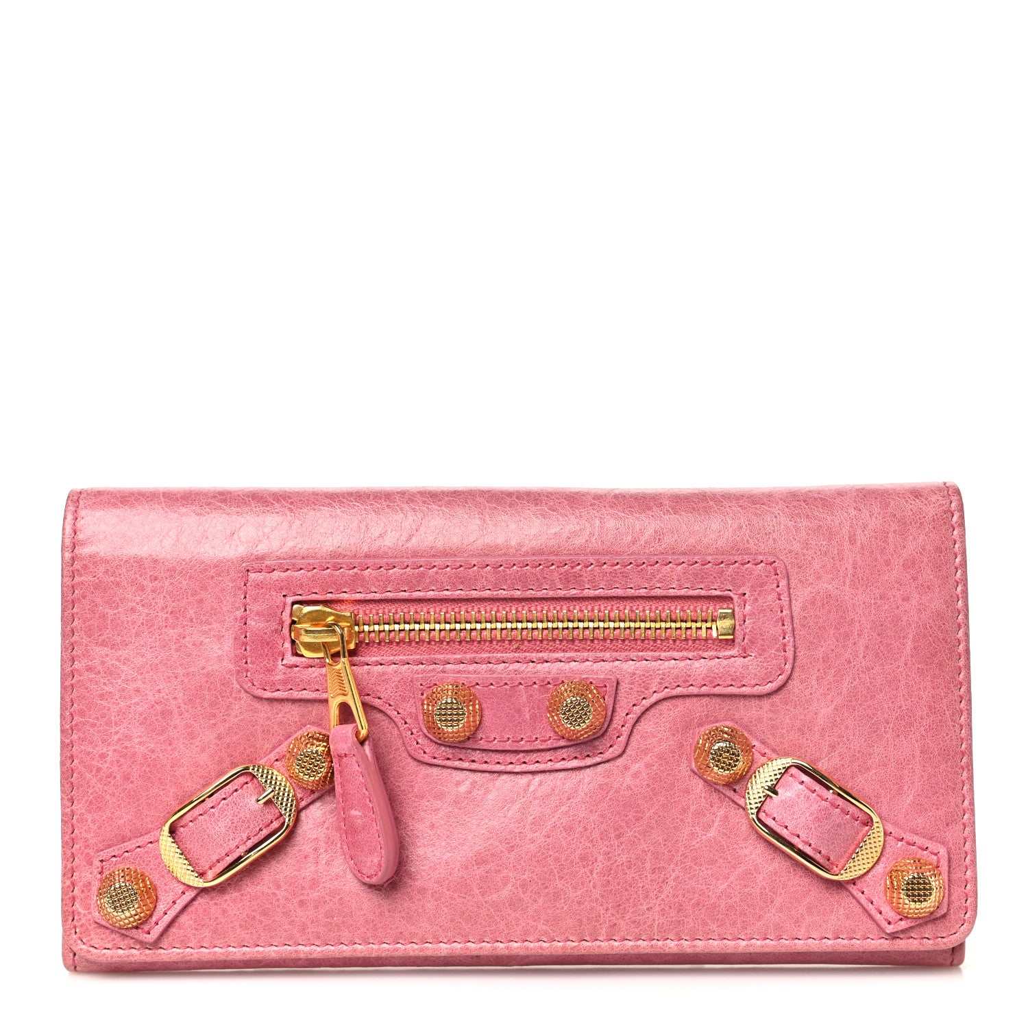 Balenciaga Agneau Giant 12 Gold Hardware Money Wallet Pink 1 of 7
