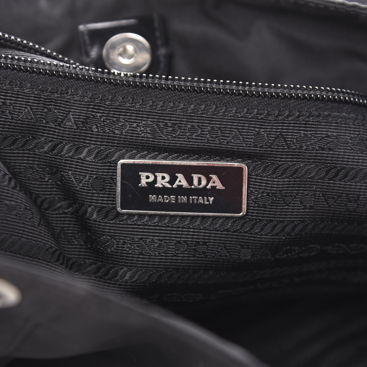 Prada Tessuto Nylon Soft Calfskin Drawstring Shoulder Bag Black 5 of 9