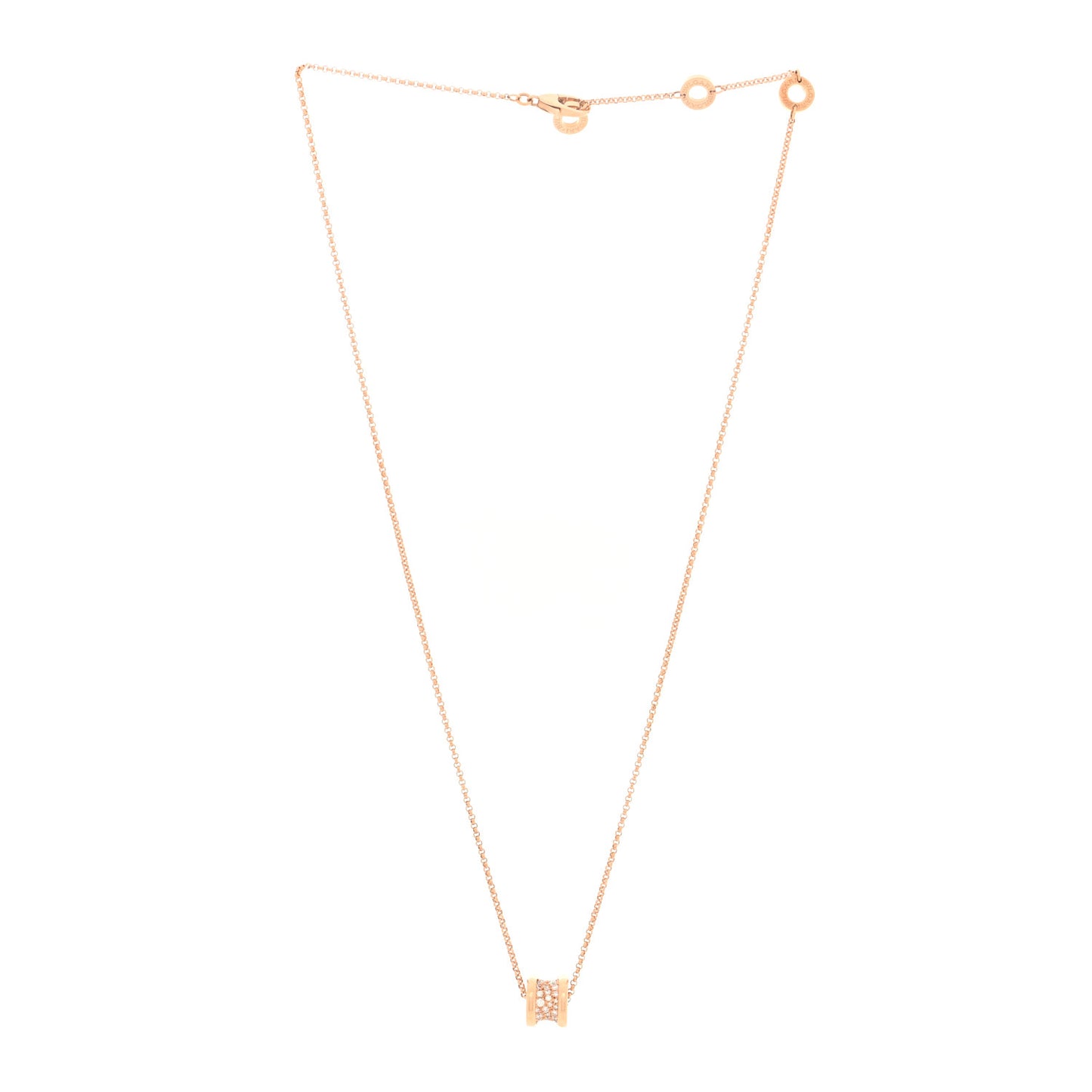 18K Rose Gold Diamond Small B.Zero1 Pave Pendant Necklace