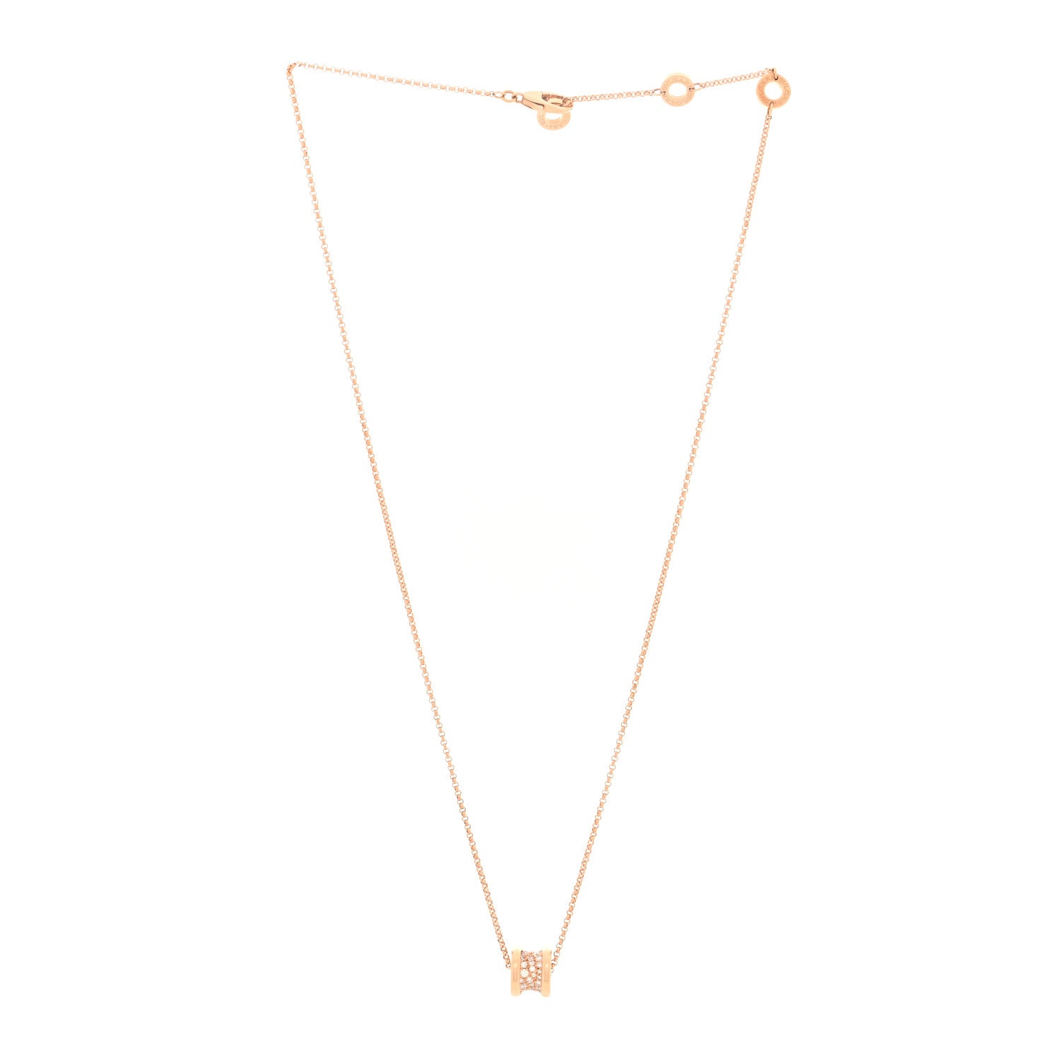 Bulgari 18K Rose Gold Diamond Small B.Zero1 Pave Pendant Necklace 3 of 5