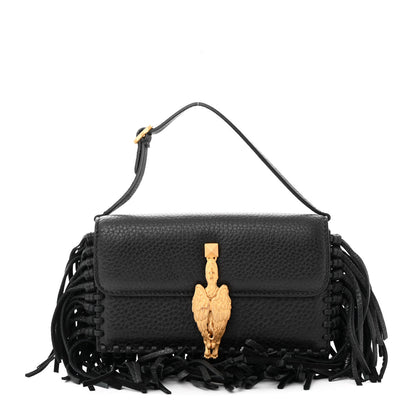 Valentino Garavani Grained Calfskin Mini C Rockee Scarab Fringe Shoulder Bag Black 1 of 18