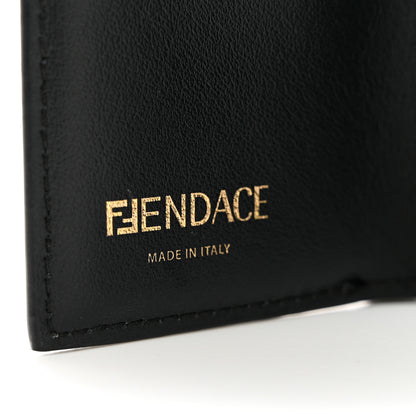 Fendi X VERSACE Glazed Fabric Fendace FF Baroque Micro Tri-Fold Wallet Gold Tobacco Black 6 of 7