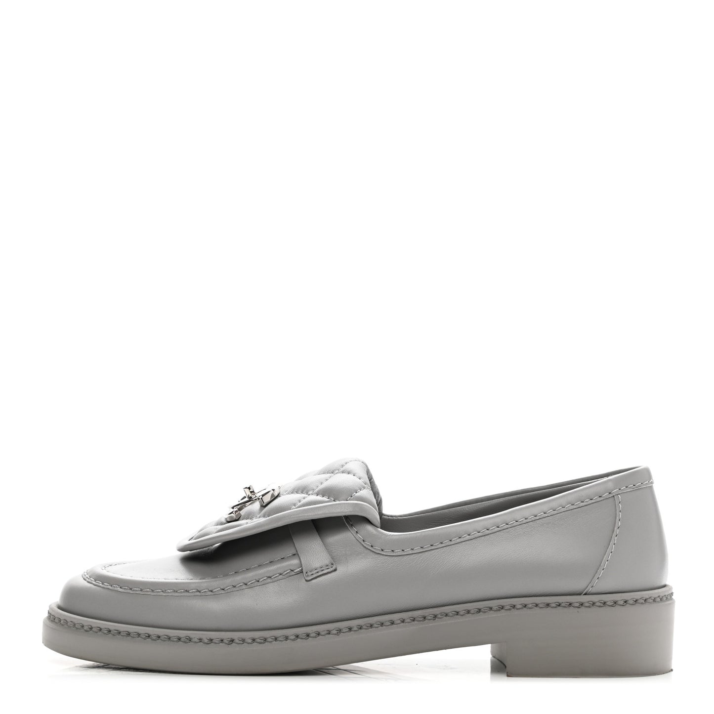 Lambskin Quilted CC Turnlock Loafers 37 Grey