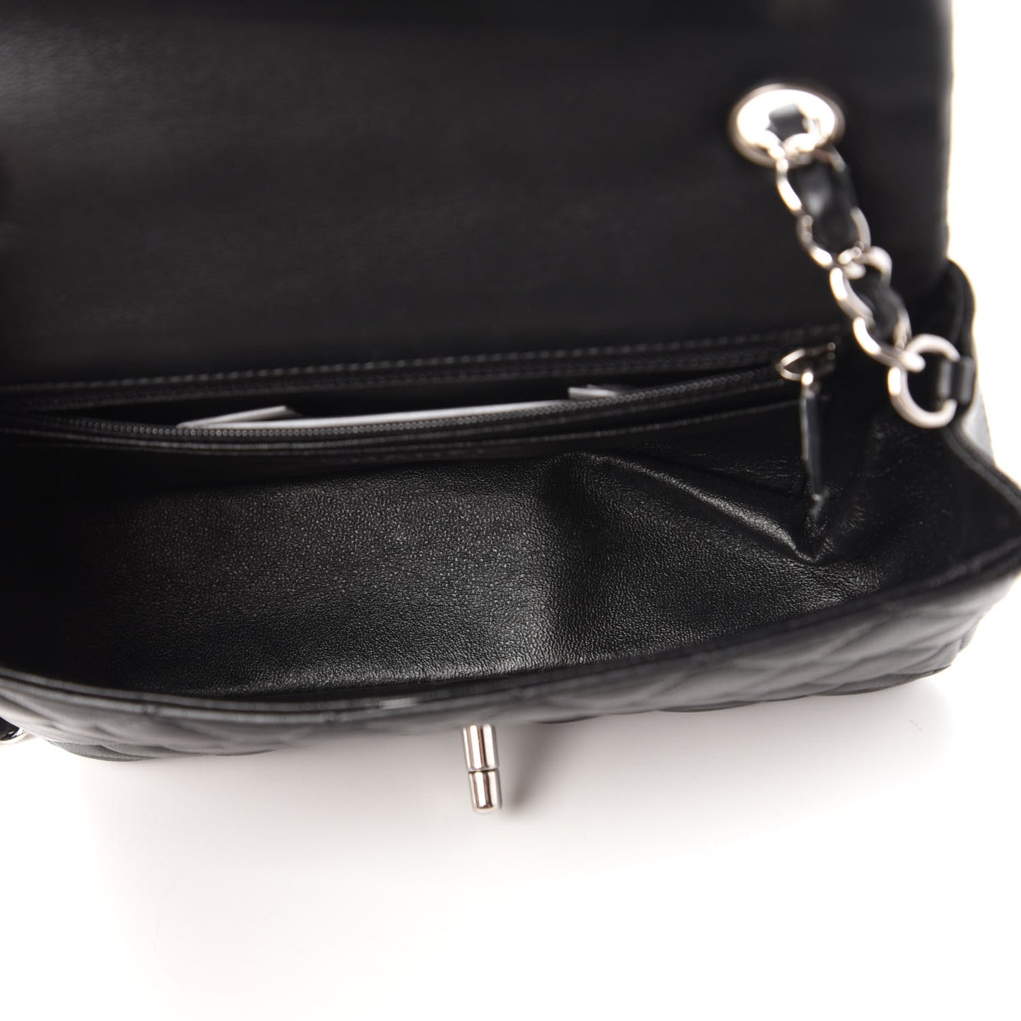 Lambskin Quilted Mini Rectangular Flap Black