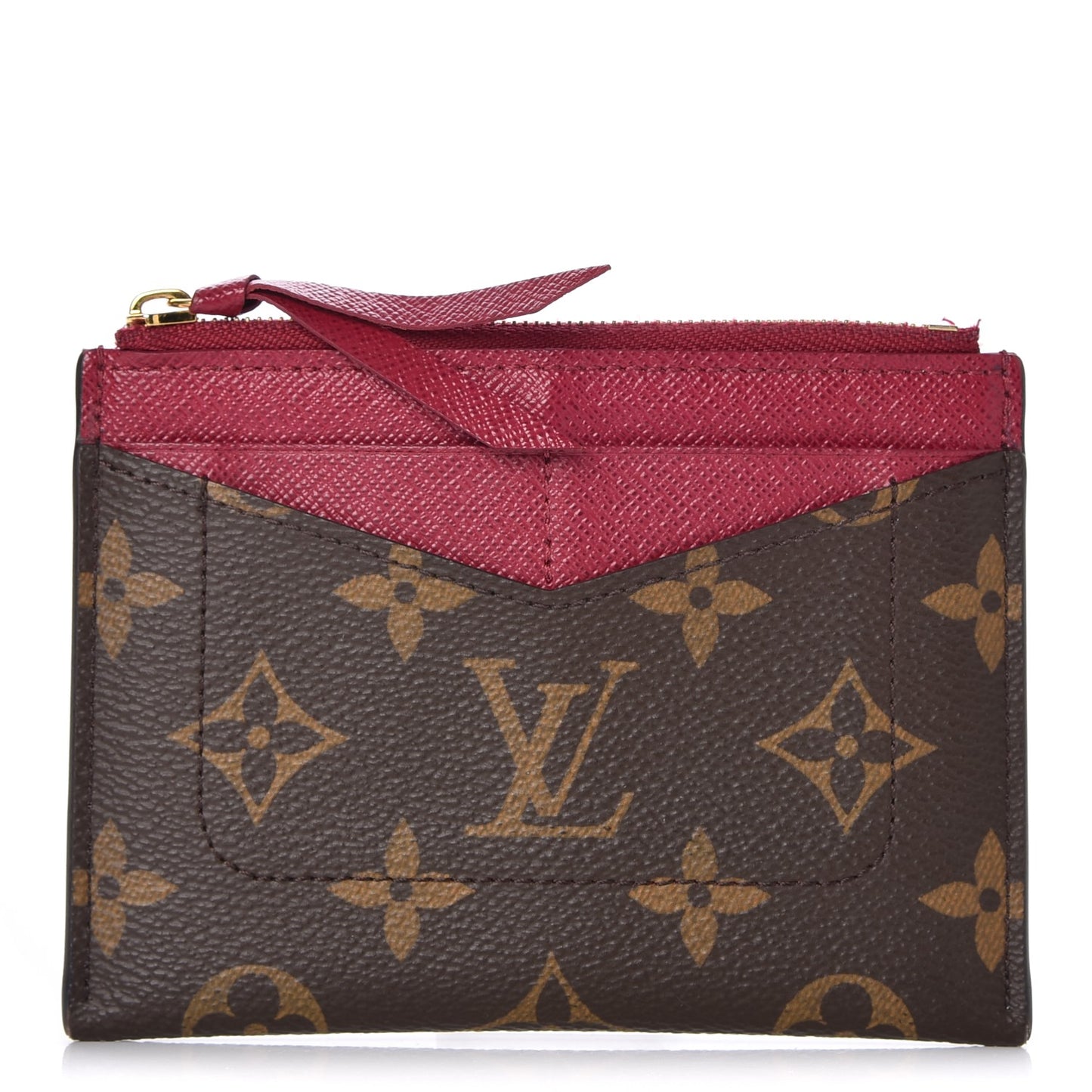 Monogram Zipped Card Holder Fuchsia