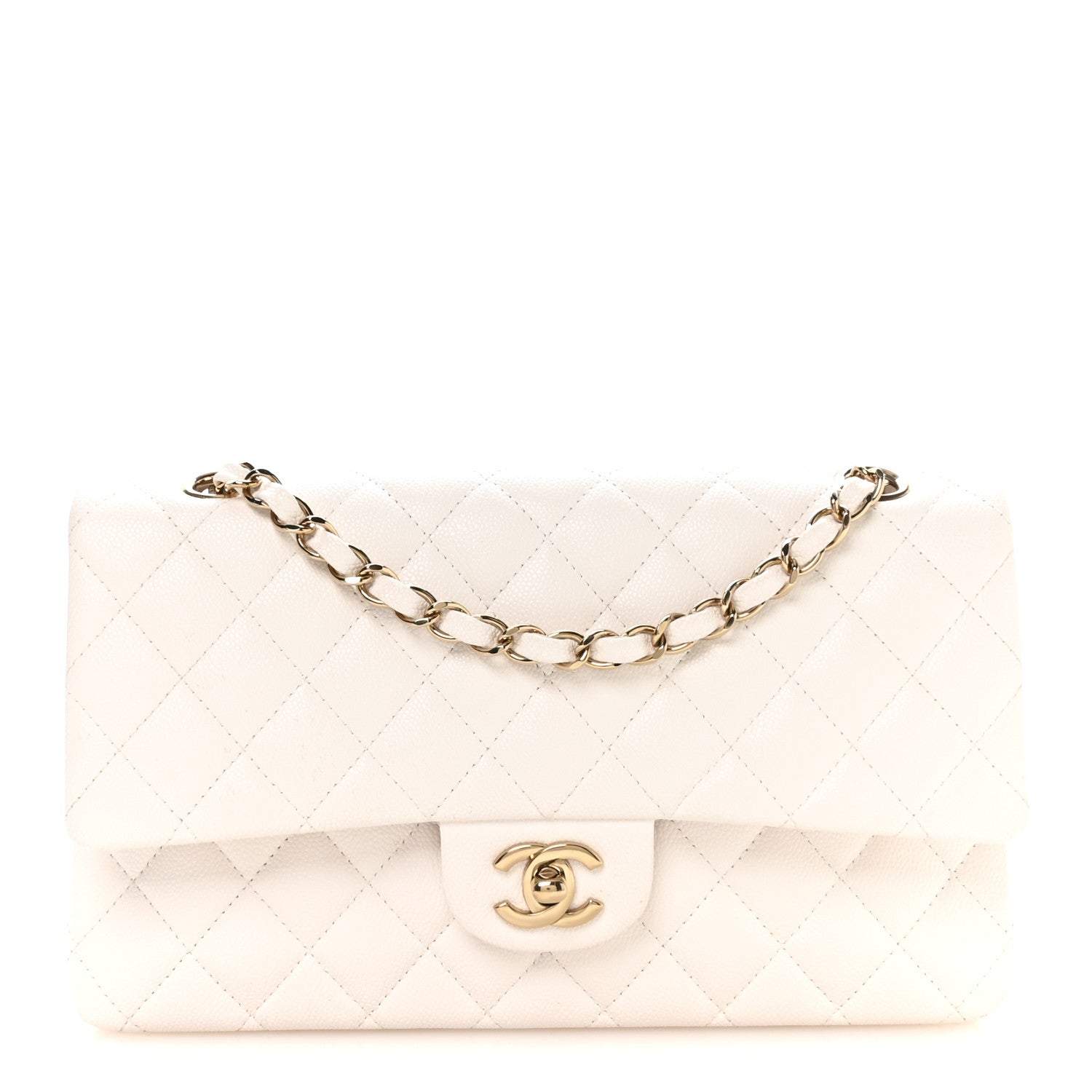 Chanel Caviar Quilted Medium Double Flap White 1 of 11