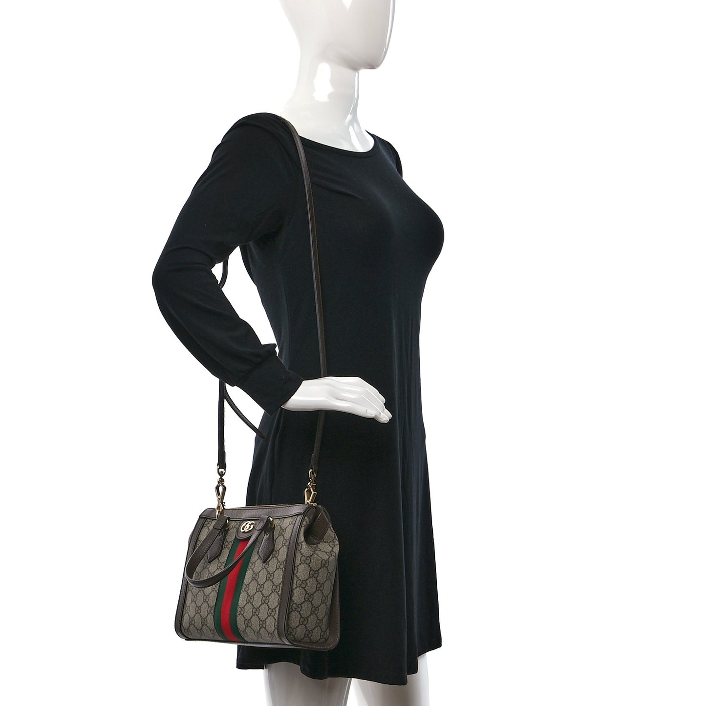 GG Supreme Monogram Small Ophidia Tote Bag Brown