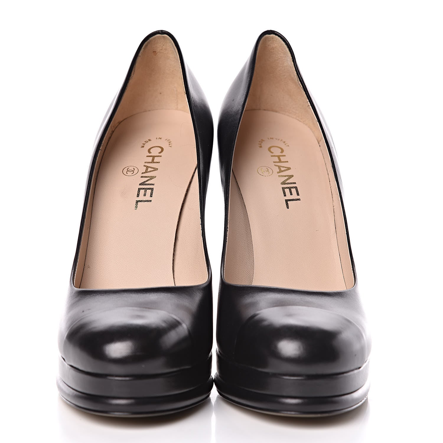 Chanel Lambskin Platform Cap Toe Pumps 42 Black 2 of 11