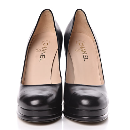 Chanel Lambskin Platform Cap Toe Pumps 42 Black 2 of 11