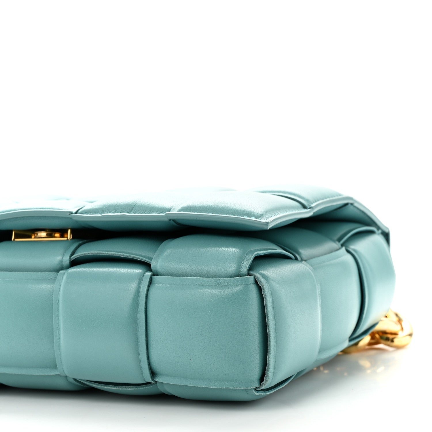 Bottega Veneta Lambskin Maxi Intrecciato Padded Chain Cassette Crossbody Bag Linoleum 9 of 10