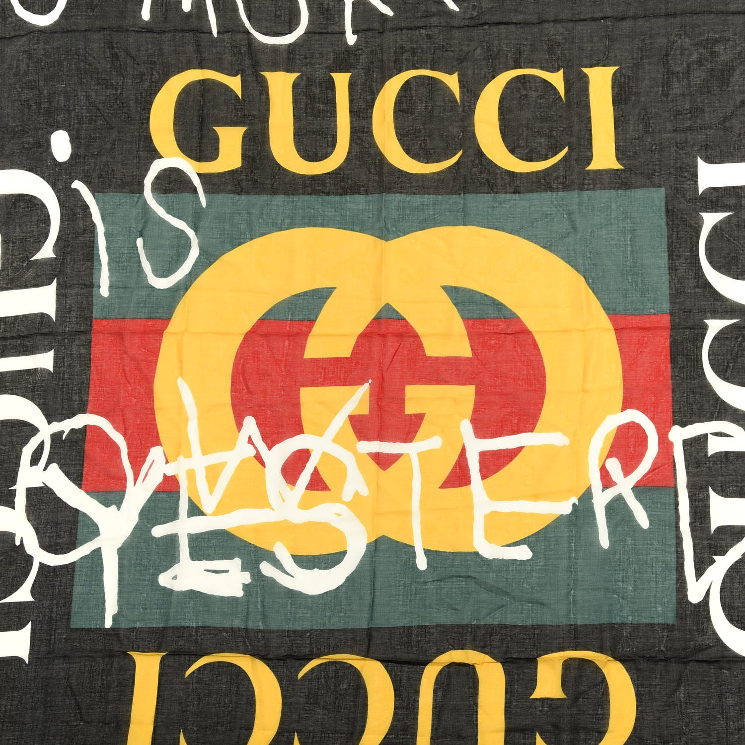 Gucci Modal Silk Coco Capitan Logo Square Scarf Black 2 of 4