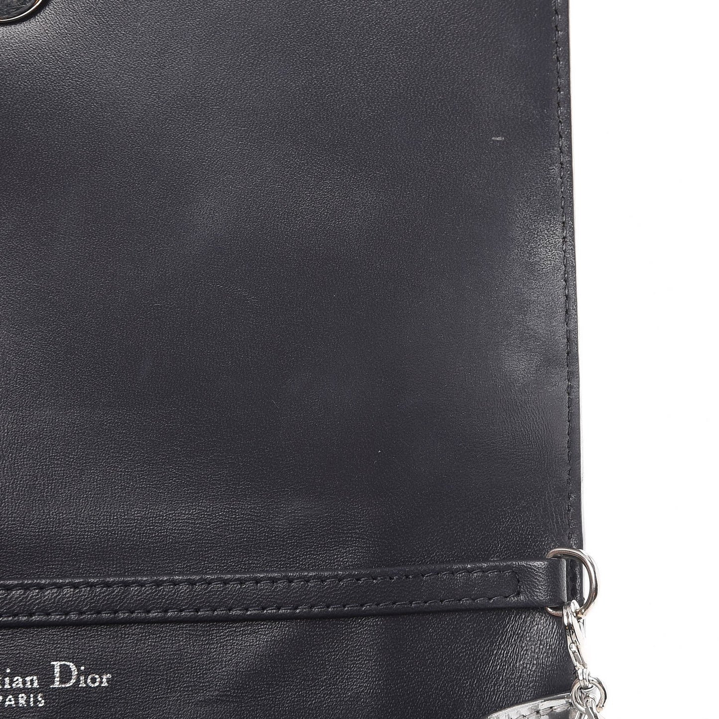 Metallic Patent Micro-Cannage Diorama Wallet on Chain Pouch Silver