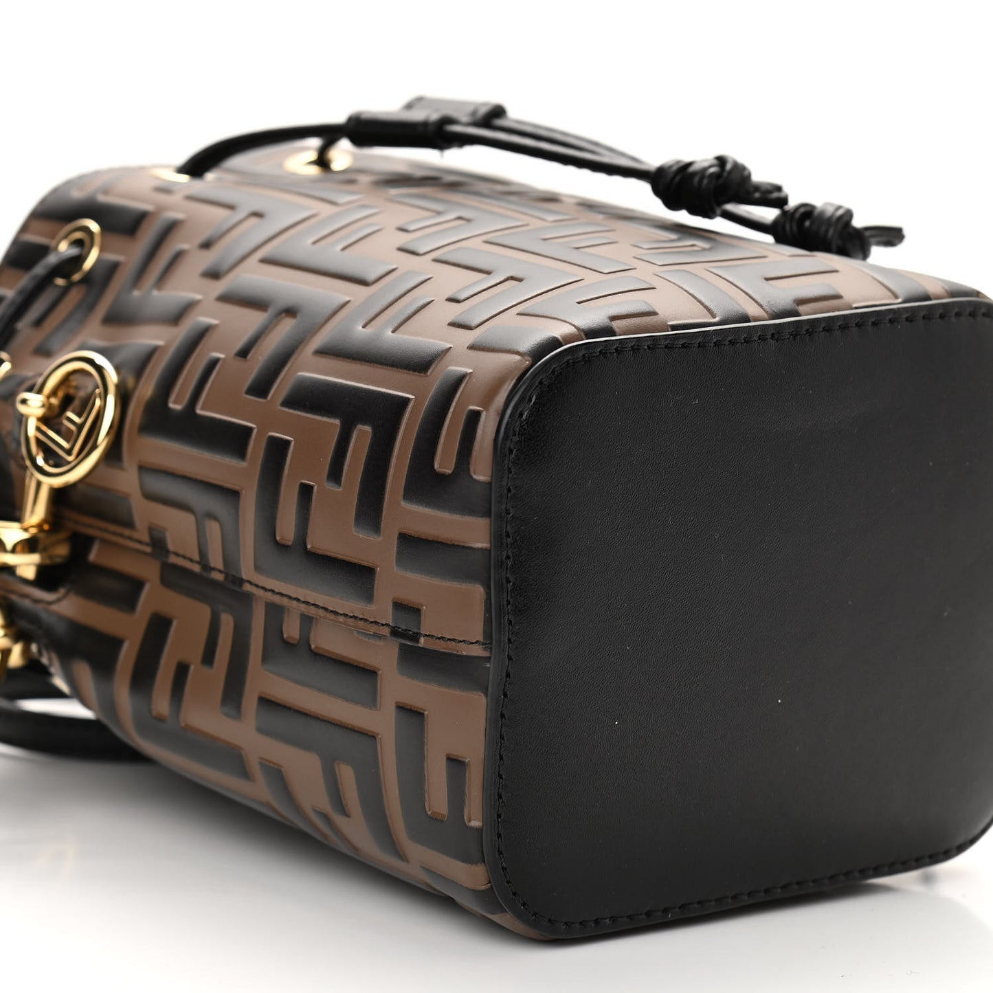 Vitello Liberty F is Fendi Bi-Color FF 1974 Embossed Mini Mon Tresor Bucket Bag Maya Black
