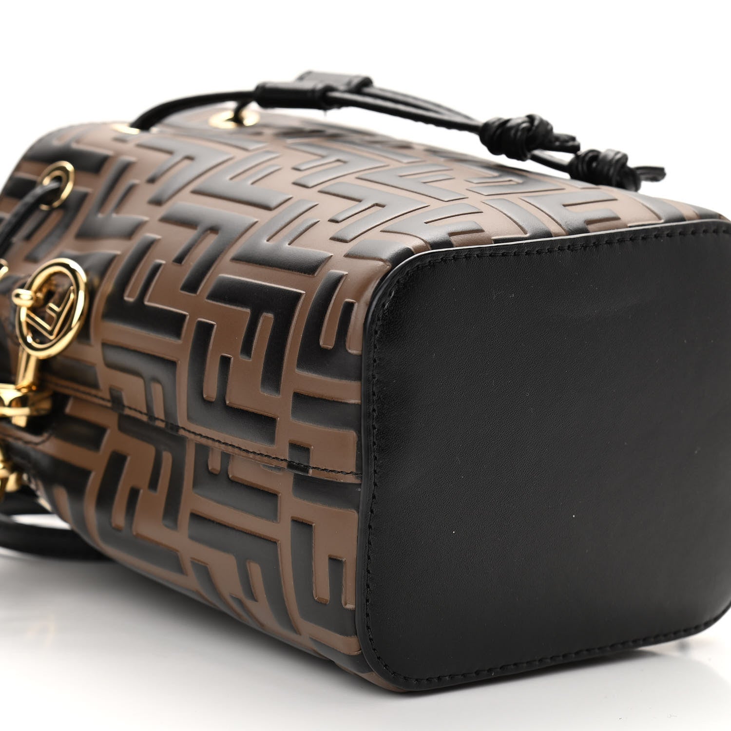 Fendi Vitello Liberty F is Fendi Bi-Color FF 1974 Embossed Mini Mon Tresor Bucket Bag Maya Black 9 of 11