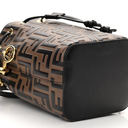 Fendi Vitello Liberty F is Fendi Bi-Color FF 1974 Embossed Mini Mon Tresor Bucket Bag Maya Black 9 of 11