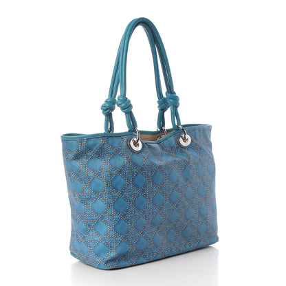 Christian Dior Coated Canvas Cannage Print Cherie Tote Blue 3 of 13