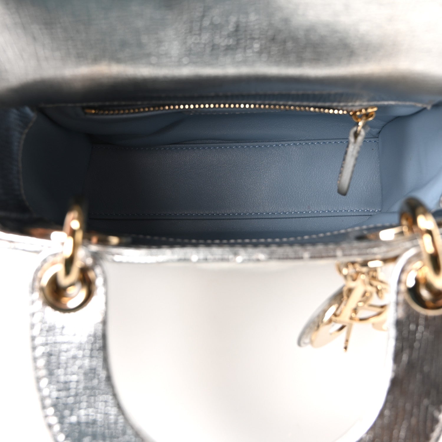 Christian Dior Metallic Grained Calfskin Cannage Mini Lady Dior Silver 5 of 10
