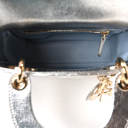 Christian Dior Metallic Grained Calfskin Cannage Mini Lady Dior Silver 5 of 10