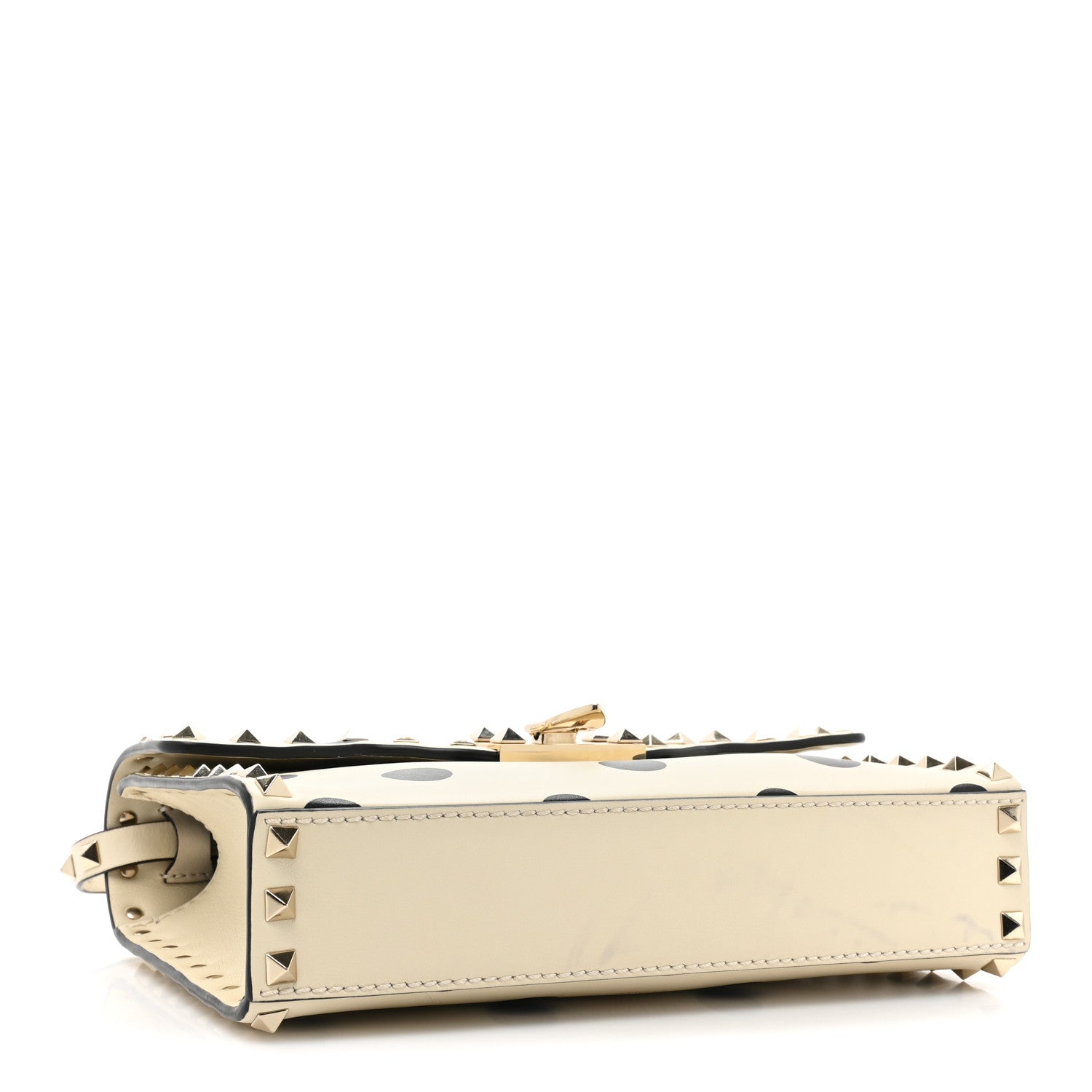 Valentino Garavani Vitello Polka Dot Medium Rockstud Flip Lock Crossbody Bag Light Ivory Black 4 of 10