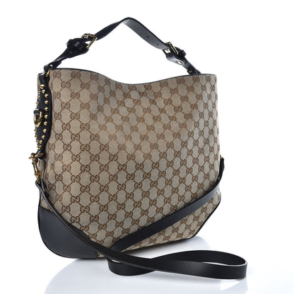 Gucci Monogram Medium Patti Stud Hobo Black 3 of 10
