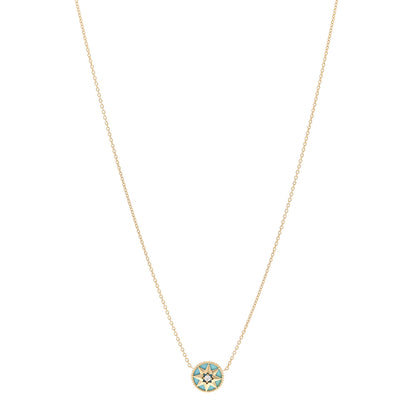 Christian Dior 18K Yellow Gold Diamond Turquoise Rose Des Vents Necklace 1 of 5