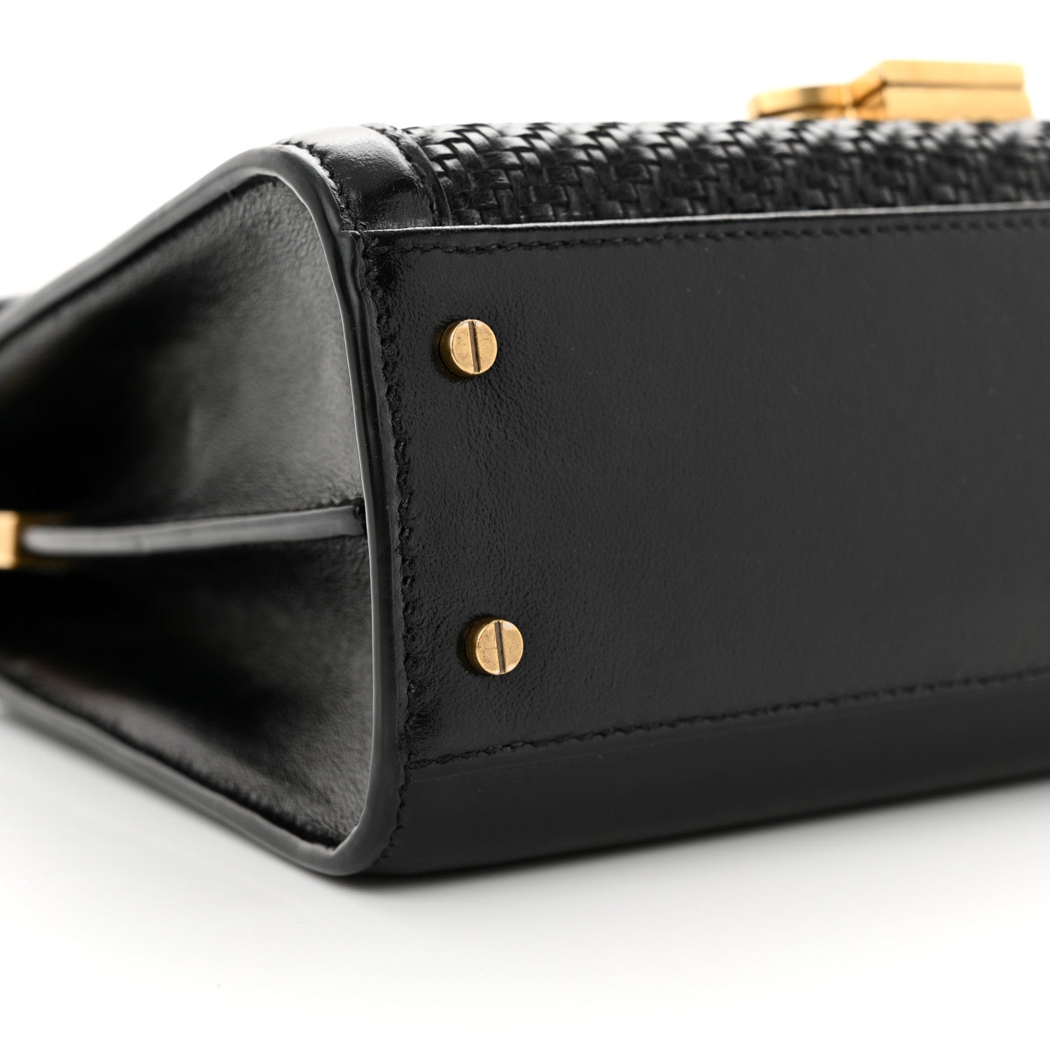 Saint Laurent Calfksin Woven Mini Classic Monogram Cassandra Top Handle Black 9 of 14