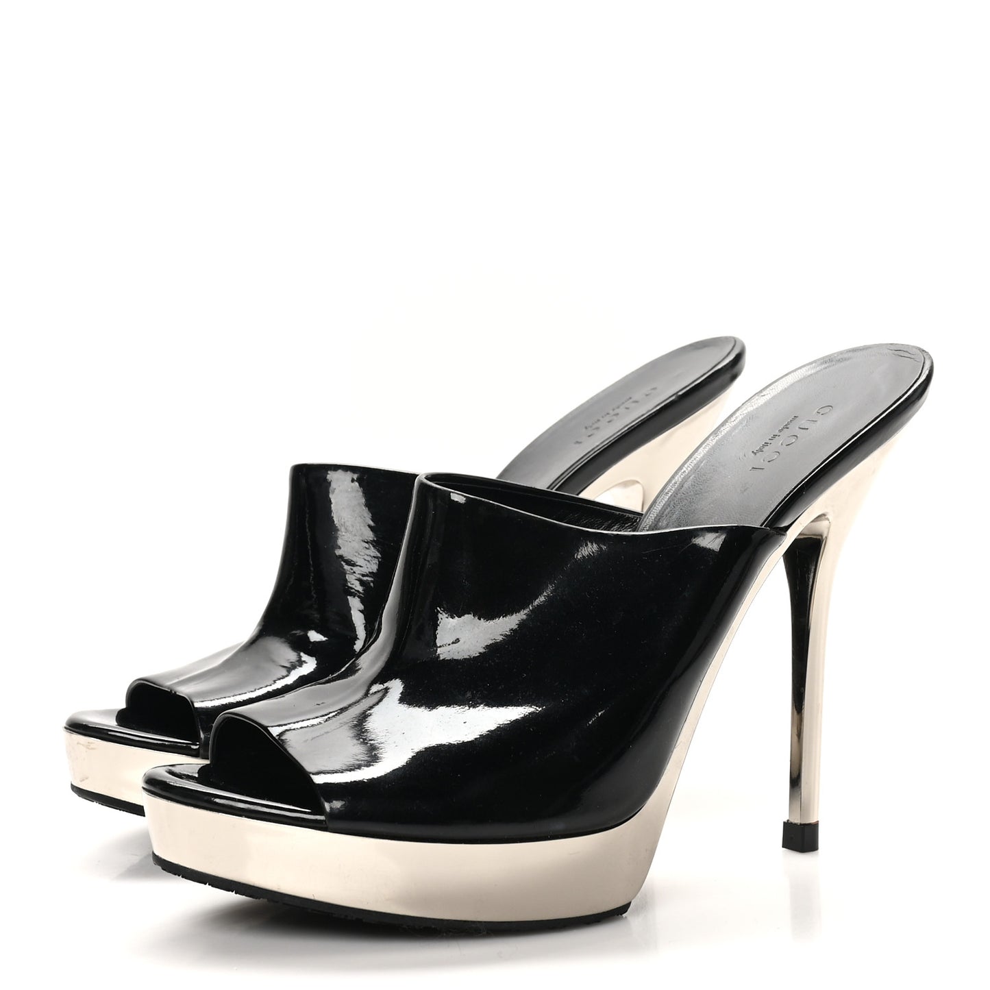 Patent Platform High Heel Slides 8 Black