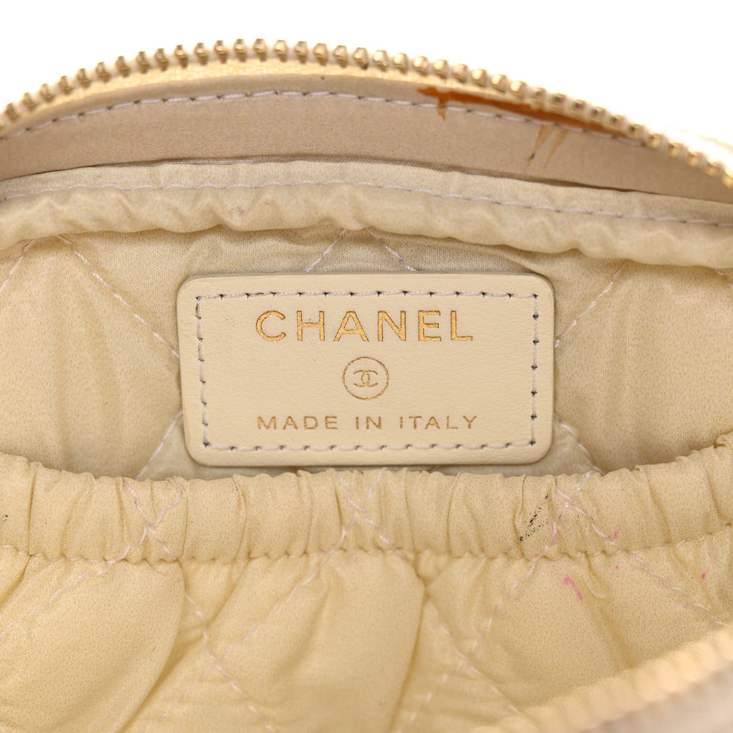 Chanel Caviar Quilted Small Curvy Pouch Cosmetic Case White 6 of 9