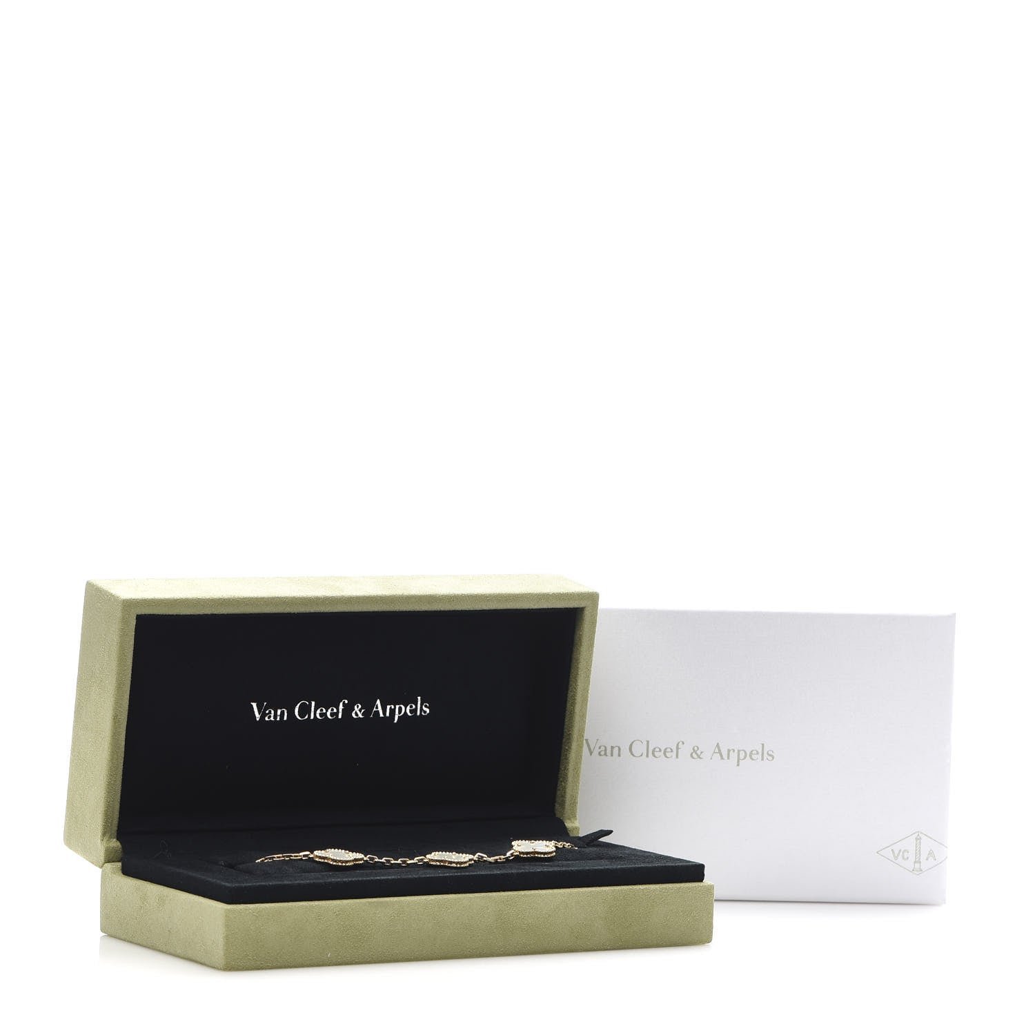 Van Cleef & Arpels 18K Yellow Gold Mother of Pearl 5 Motifs Vintage Alhambra Bracelet 7 of 7