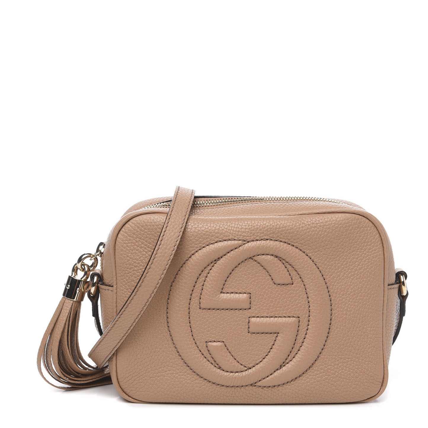 Pebbled Calfskin Small Soho Disco Bag Rose Beige