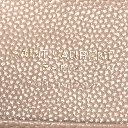 Saint Laurent Grain De Poudre Matelasse Chevron Small Monogram Envelope Wallet Dark Beige 6 of 7