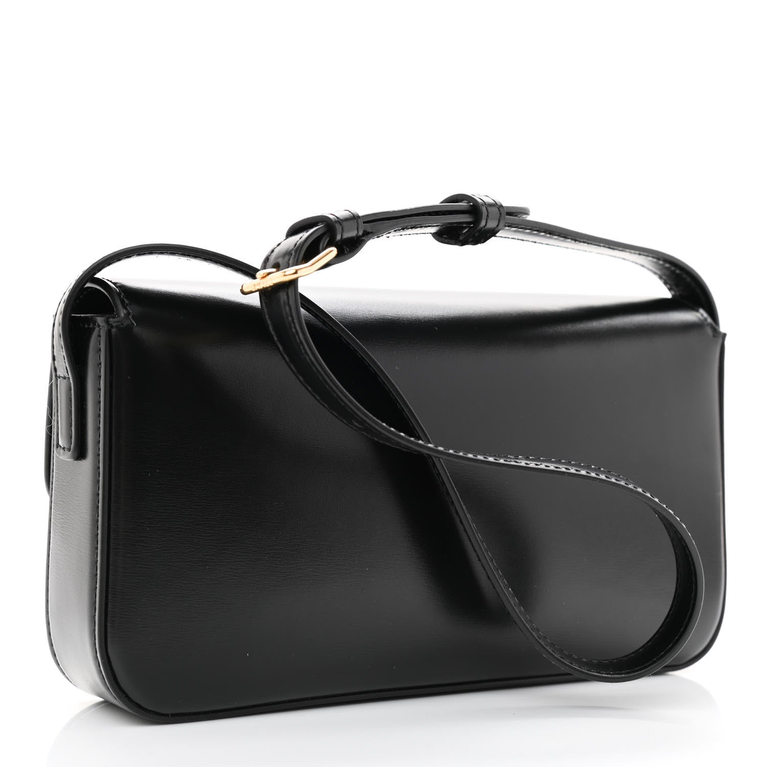 Celine Shiny Calfskin Triomphe Shoulder Bag Black 3 of 9
